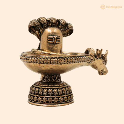 Brass Shivling 4 Inch front view – pure brass handcrafted India