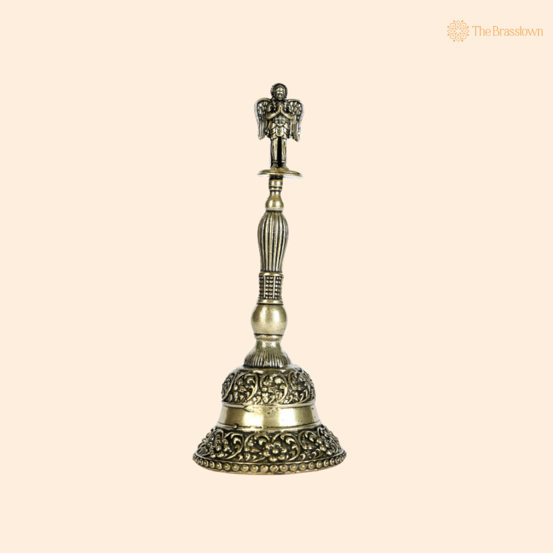 Brass Garuda Ghanti 5.5 Inch front view – pure brass handcrafted India