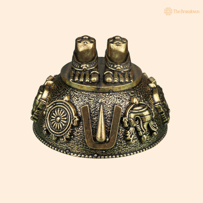 Brass Balaji Charan Paduka Idol 1 Inch front view – pure brass handcrafted India