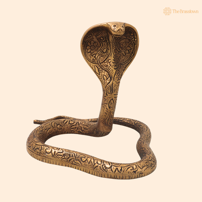 Brass Snake Idol – Handcrafted Naag Devta Murti for Pooja, Vastu, Home Mandir, Spiritual Décor &amp; Traditional Gifting 6 Inch