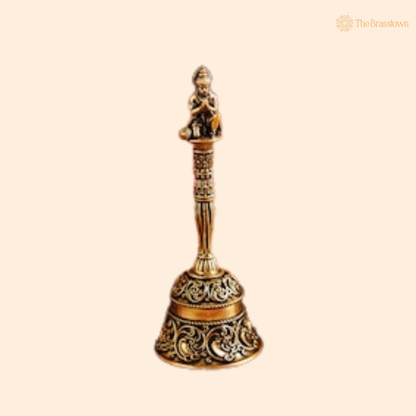 Brass Hanuman Ghanti 4 Inch front view – pure brass handcrafted India