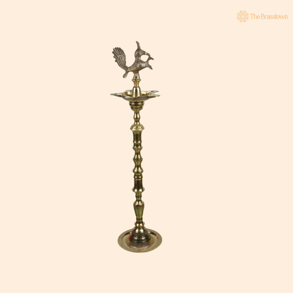 Traditional Handcrafted Brass Kuthu Vilakku – Traditional Deepam Diya Lamp for Pooja, Temple &amp; Home Décor 39 Inch