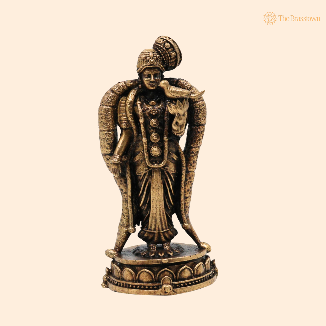 Brass Madurai Meenakshi Idol 3.5 Inch front view – pure brass handcrafted India