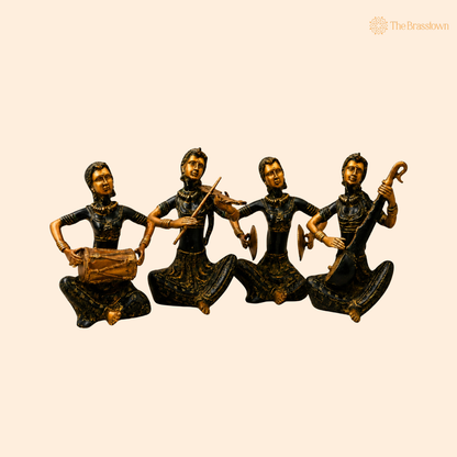 Handcrafted Brass Lady Musician Set of 4 – Traditional Brass Musical Figurines Orchestra Sculpture for Home Décor &amp; Luxury Gifting 12 Inch