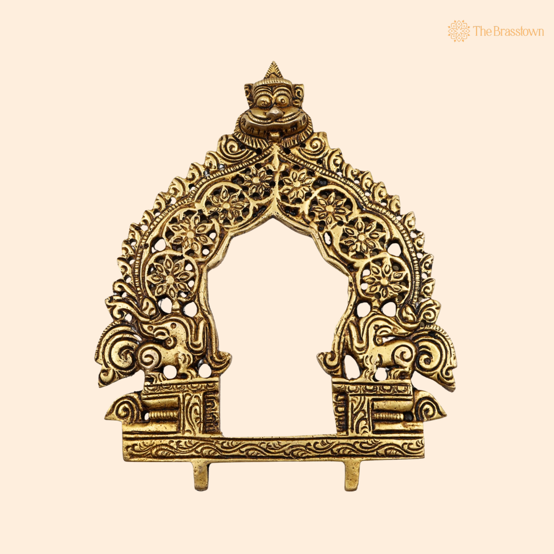 Brass Traditional Prabhavali Frame 6.5 Inch front view – pure brass handcrafted India