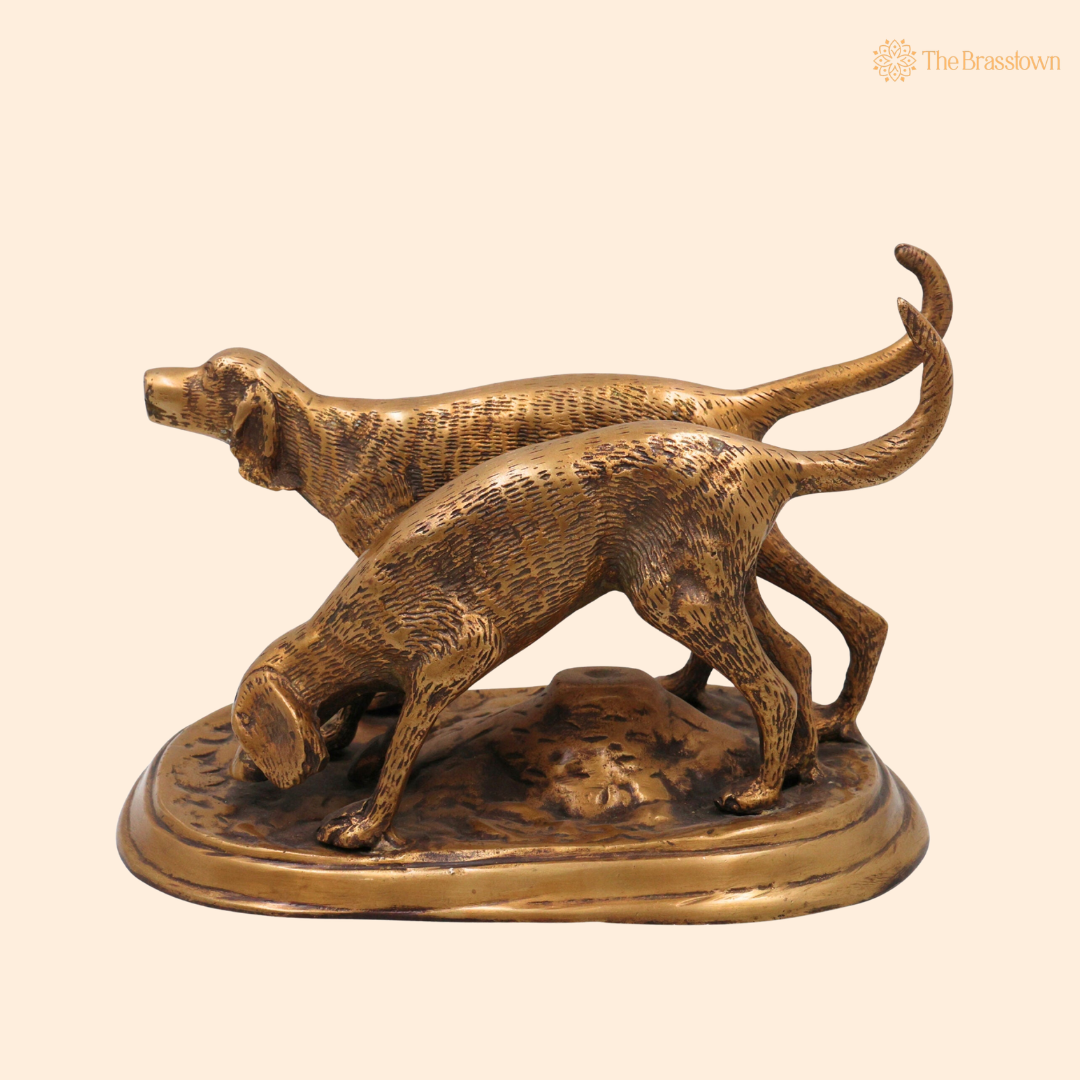 Brass Dog Idol 6 Inch front view – pure brass handcrafted India