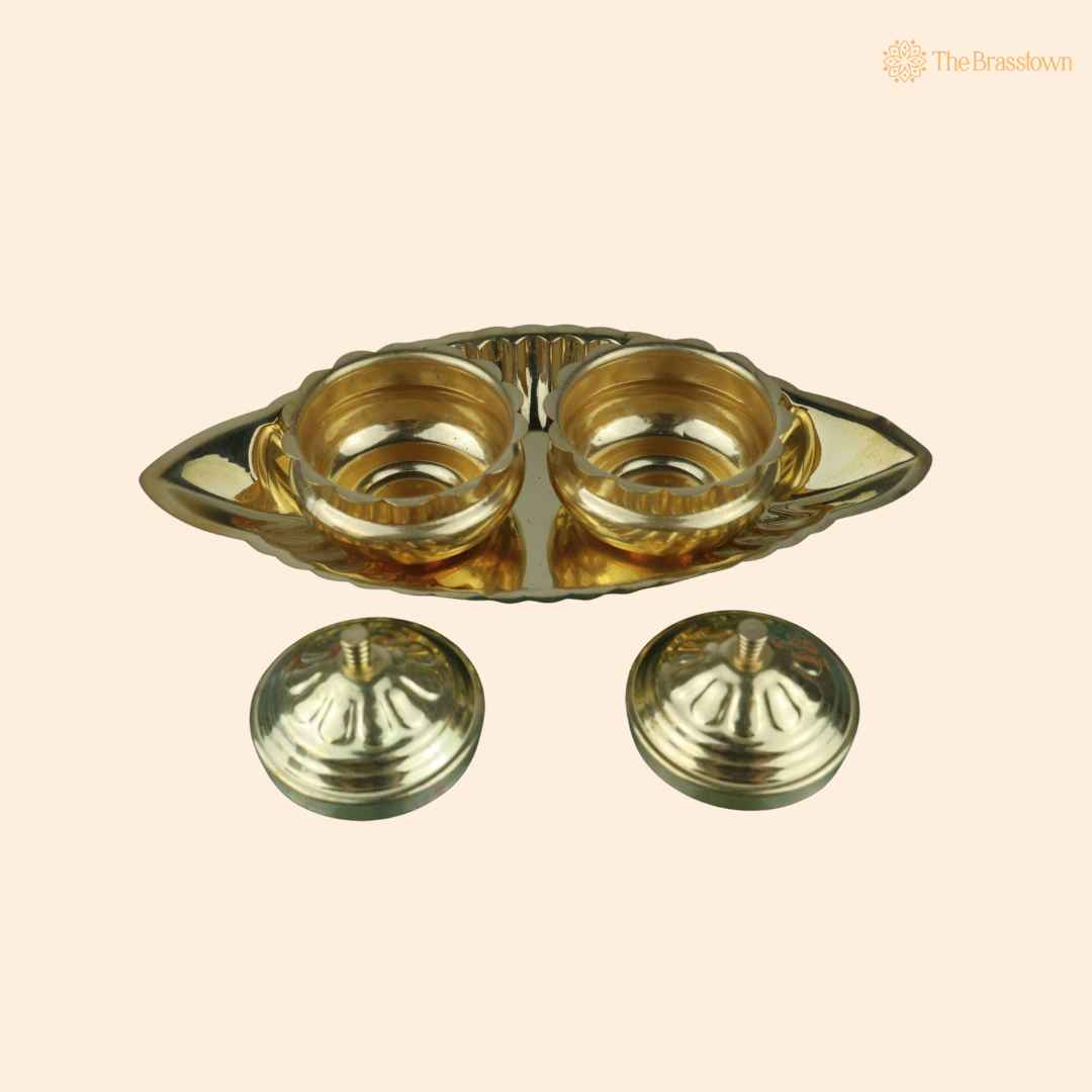 Traditional Handcrafted Brass Kumkum Bowl – Traditional Peetal Kumkum Holder for Pooja, Temple &amp; Home Décor 2.5 Inch