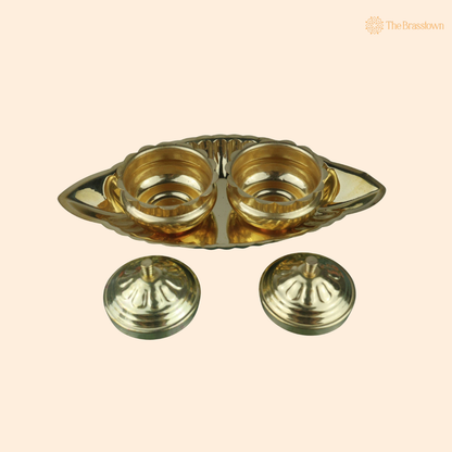 Traditional Handcrafted Brass Kumkum Bowl – Traditional Peetal Kumkum Holder for Pooja, Temple &amp; Home Décor 2.5 Inch