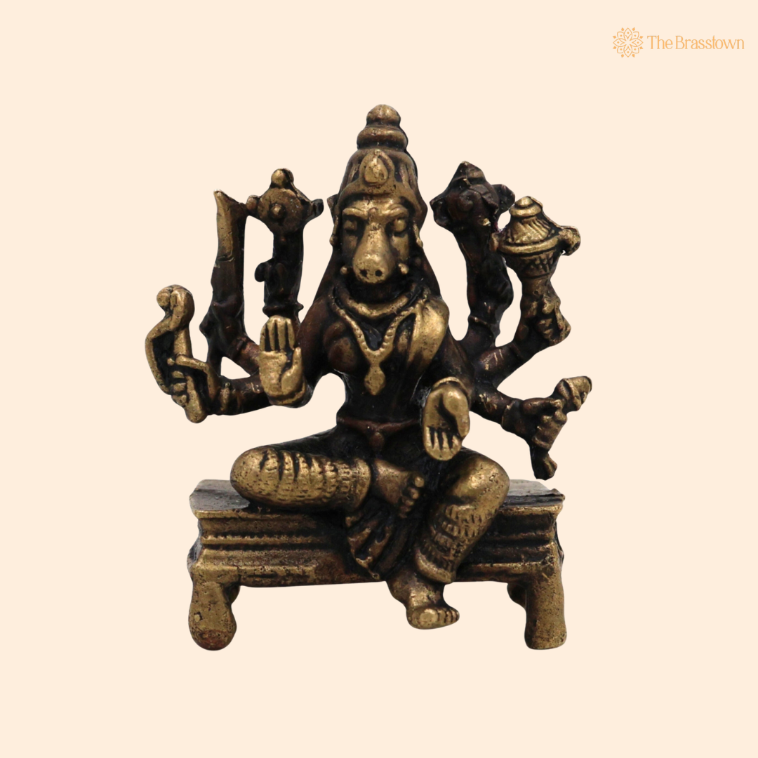 Brass Varahi Amman Idol 1.5 Inch front view – pure brass handcrafted India