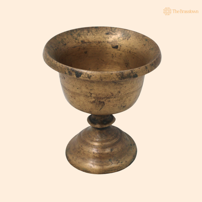 Vintage Brass Lota Kalash Kumbha for Pooja Temple - Handcrafted Traditional Pital Gangajali Kamandal for Ganga Jal, Hindu Rituals, Home Mandir &amp; Spiritual Gifting 3.5 Inch