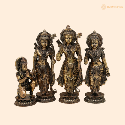 Brass Ram Darbar Idol 10 Inch front view – pure brass handcrafted India