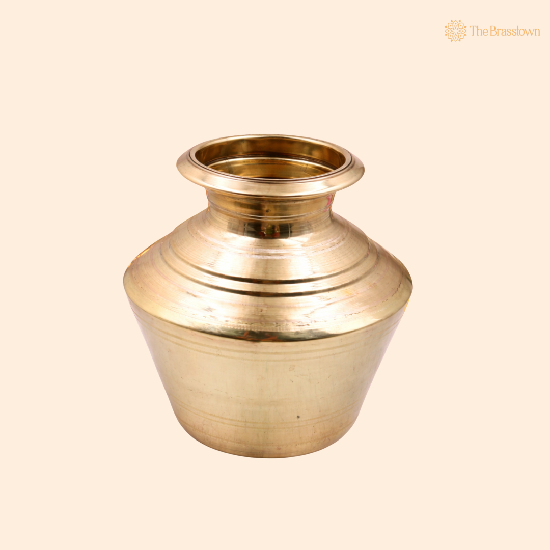 Handcrafted Brass Water Pot Kalash Jal Patra For Pooja – Traditional Pital Gangajali Kamandal for Puja, Ganga Jal Storage, Rishi Muni Kalash &amp; Hindu Rituals 11.5 Inch