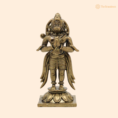 Handcrafted Brass Hanuman Idol 2.5 Inch front view – pure brass handcrafted India