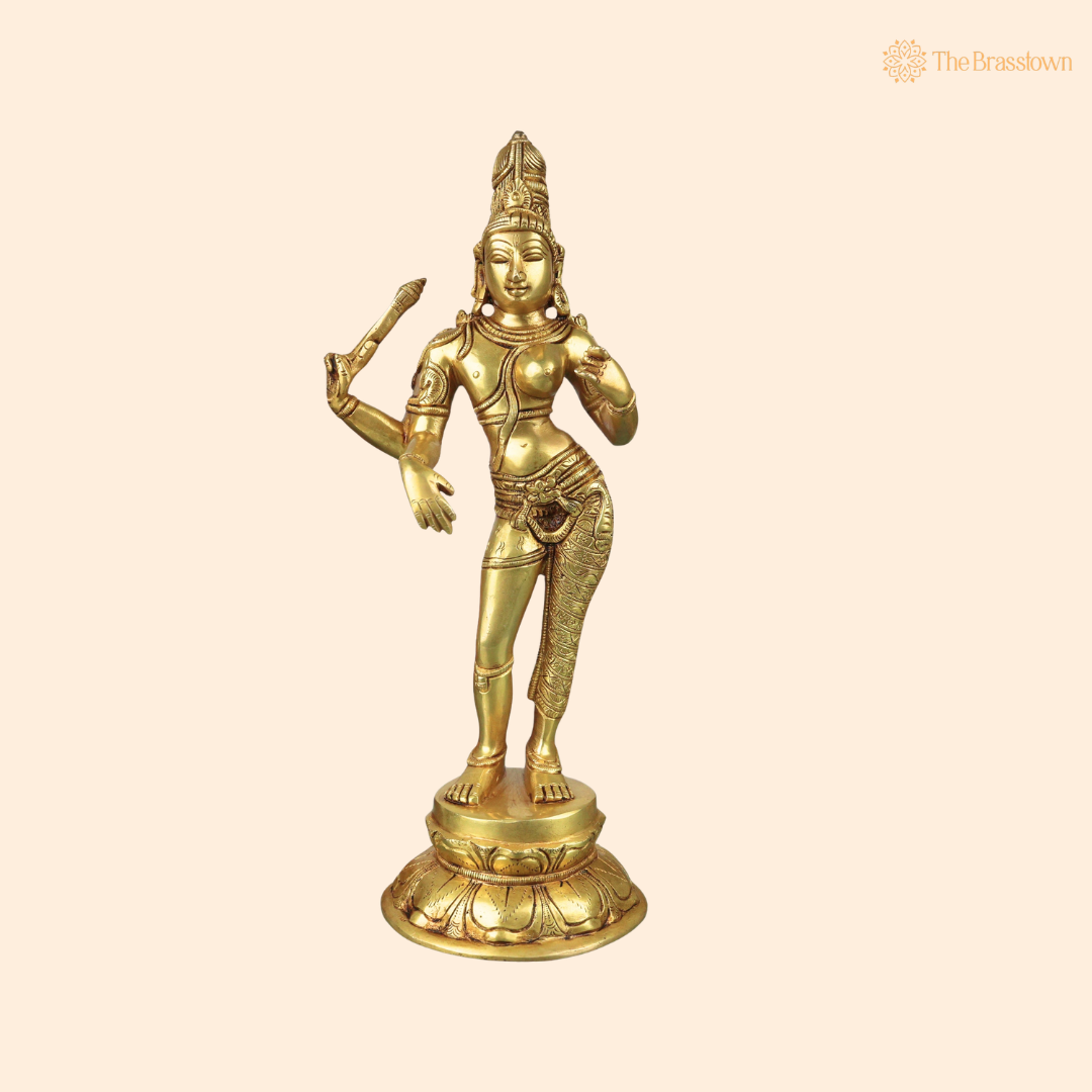 Brass Ardhanarishwara Idol – Shiva Shakti Half Male Female Murti for Pooja, Home Mandir, Spiritual Décor &amp; Gifting 13.5 Inch