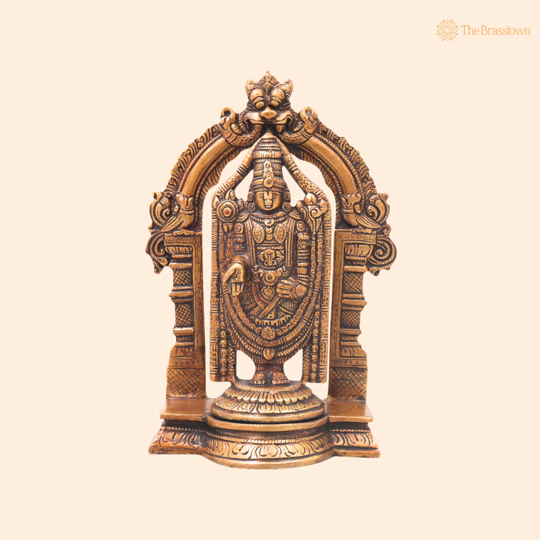 Brass Venkateswara Balaji Govinda Tirupati Idol – Tirupati Balaji Statue for Puja &amp; Home Mandir 8.5 Inch