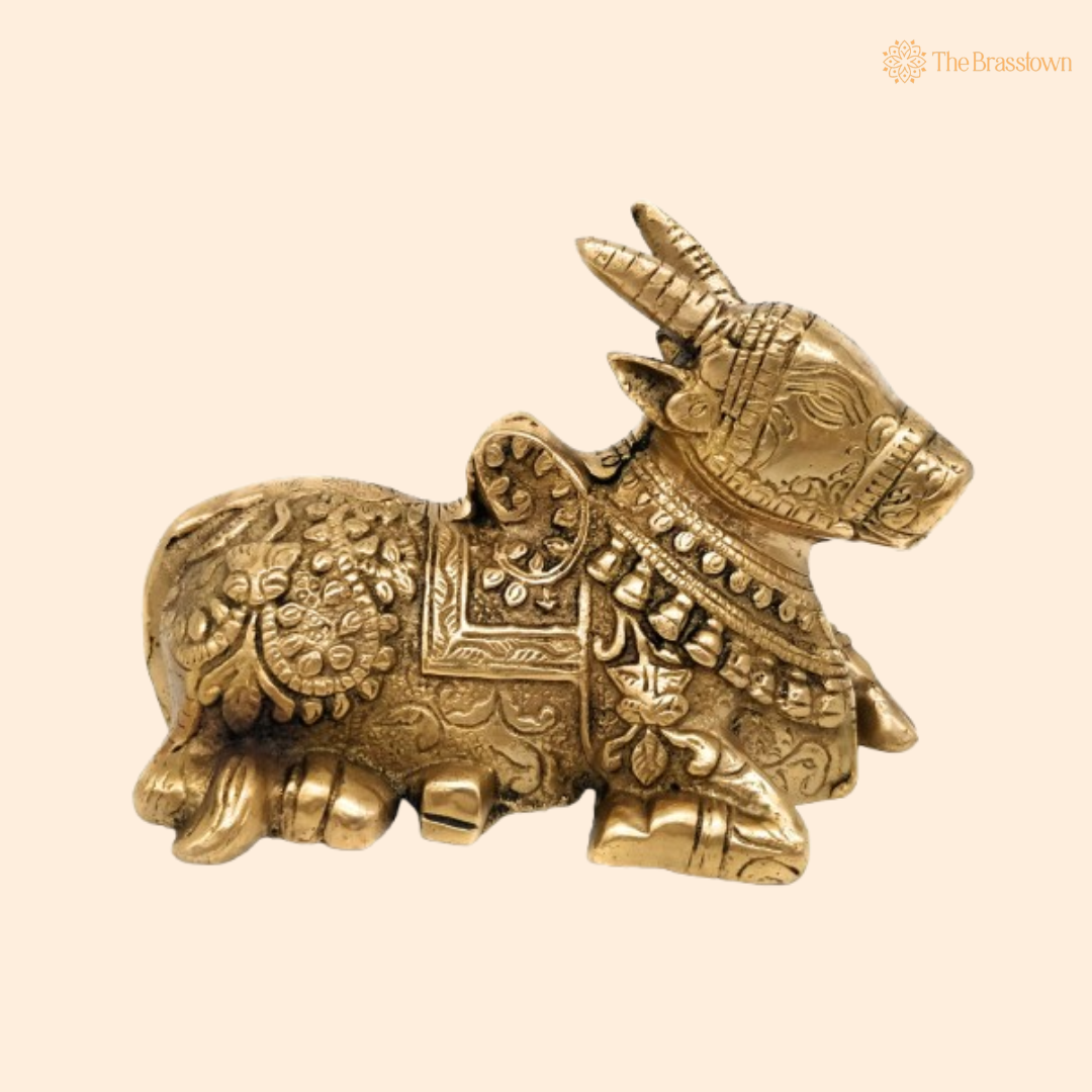 Handcrafted Brass Nandi Statue 4 Inch