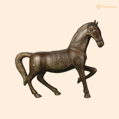 Premium Handcrafted Brass Horse Idol 12 Inch front view – pure brass handcrafted India