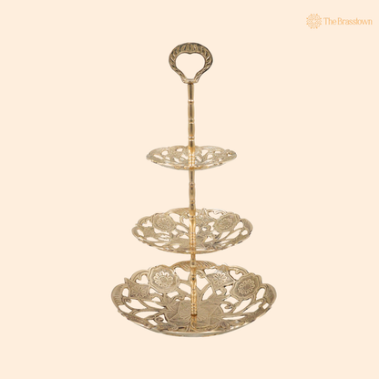 Handcrafted Brass Dry Fruit Stand – Decorative Peetal Dry Fruit Box &amp; Serving Tray for Home Décor, Festive Serving &amp; Gifting  Product 18 Inch