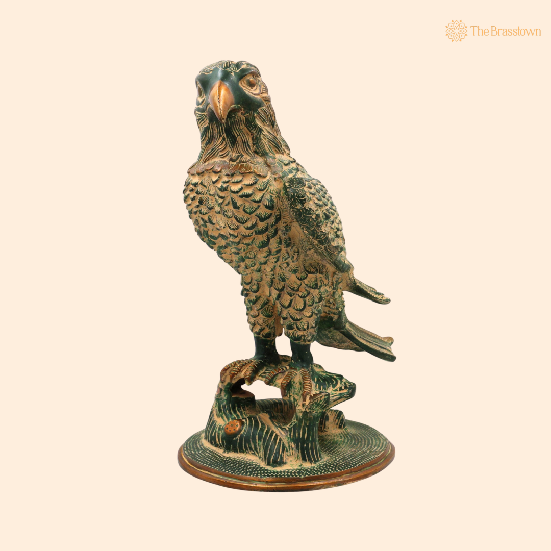Brass Eagle Sculpture 13 Inch front view – pure brass handcrafted India