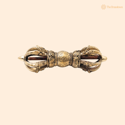 Brass Dorje / Vajra Idol – Tibetan Thunderbolt Scepter for Puja &amp; Spiritual Décor 3 Inch