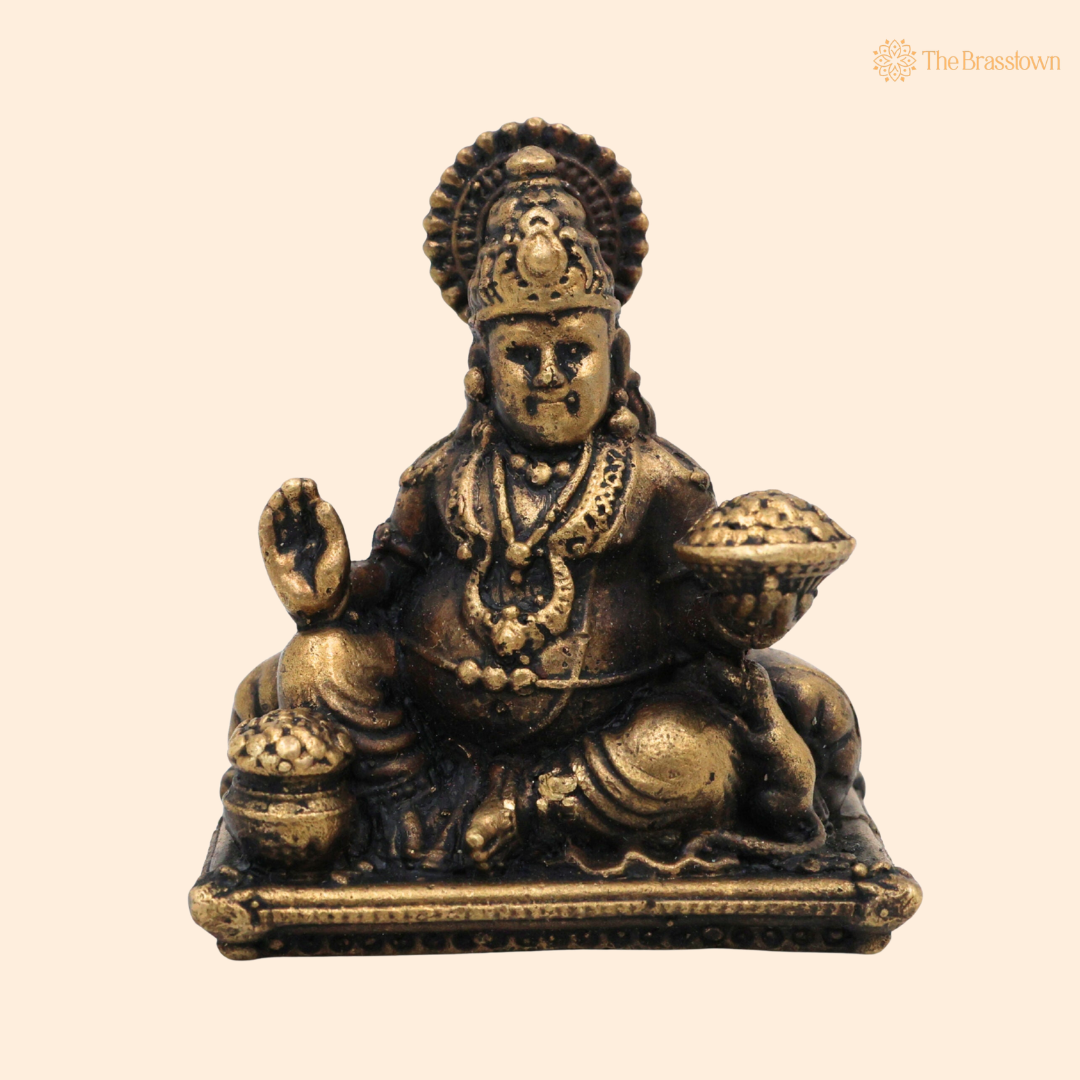Handcrafted Brass Kuber Idol for 2 Inch front view – pure brass handcrafted India