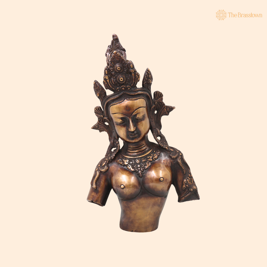 Handcrafted Brass Tara Devi Sculpture – Handcrafted Traditional Unique Style Tara Maa Murti for Pooja, Home Mandir, Spiritual Décor &amp; Gifting 14 Inch