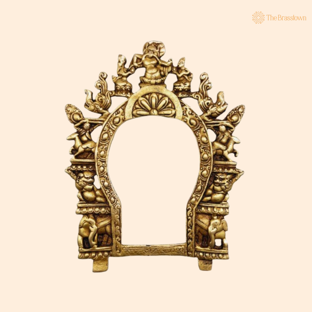 Intricate Antique Brass Arch with Divine Figures 8.5 Inch