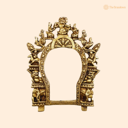 Intricate Antique Brass Arch with Divine Figures 8.5 Inch