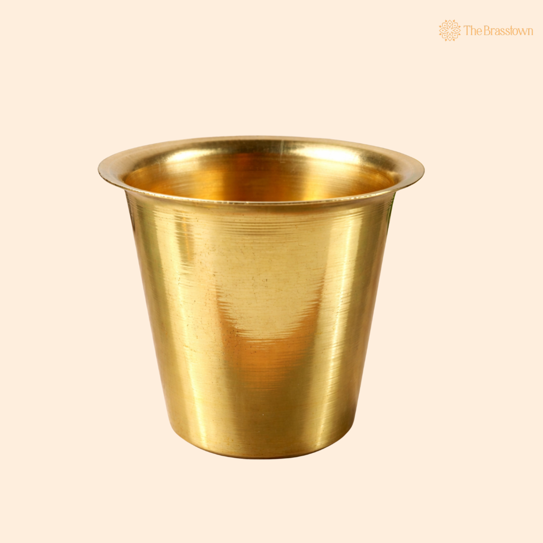 Brass Tumbler – Peetal Tea &amp; Coffee Cup with Heat Retention for Café, Restaurant, Home &amp; Coffee Counter Display 2.5 Inch