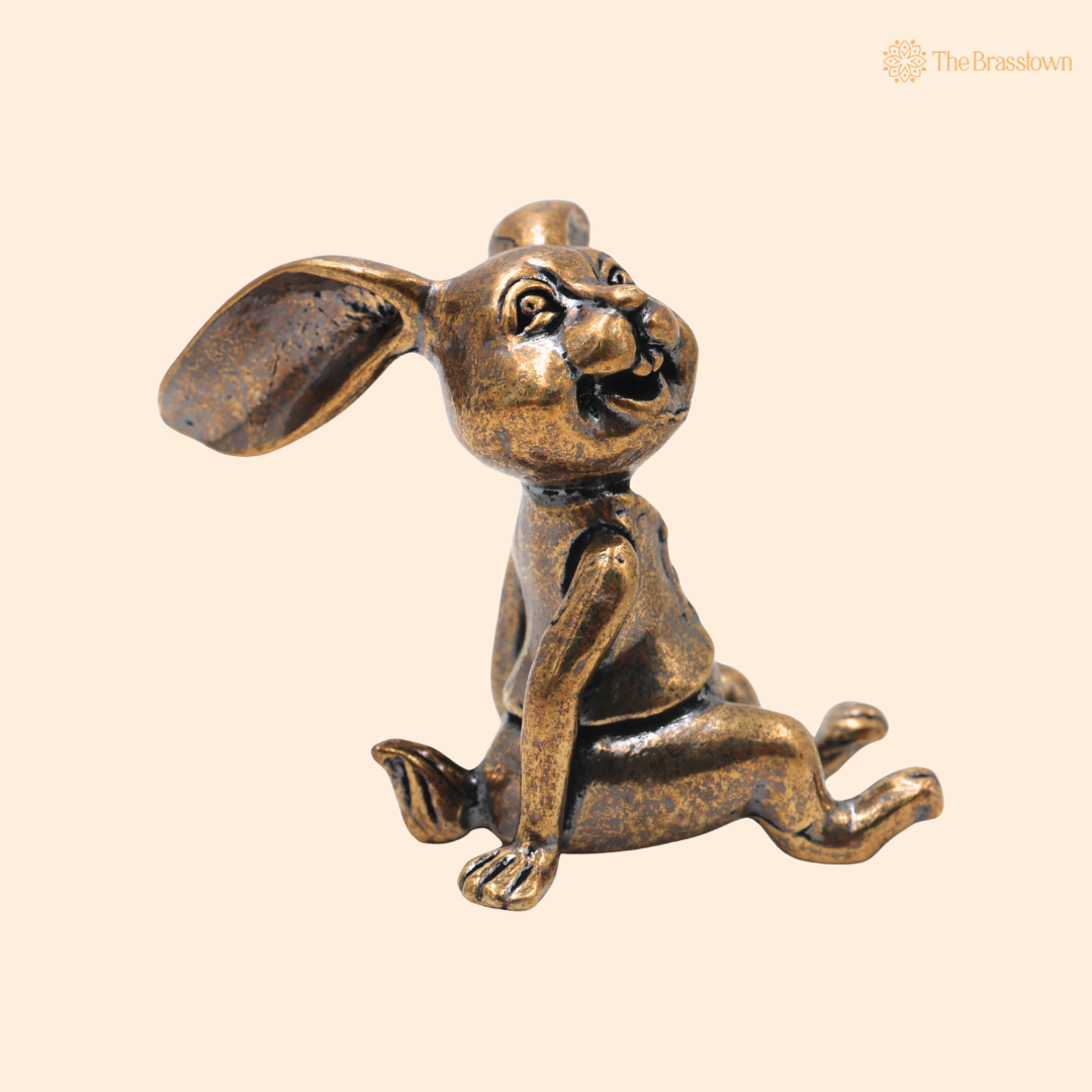 Brass Rabbit Table Decor Idol – Decorative Bunny Showpiece for Home, Office &amp; Table Décor 1.5 Inch