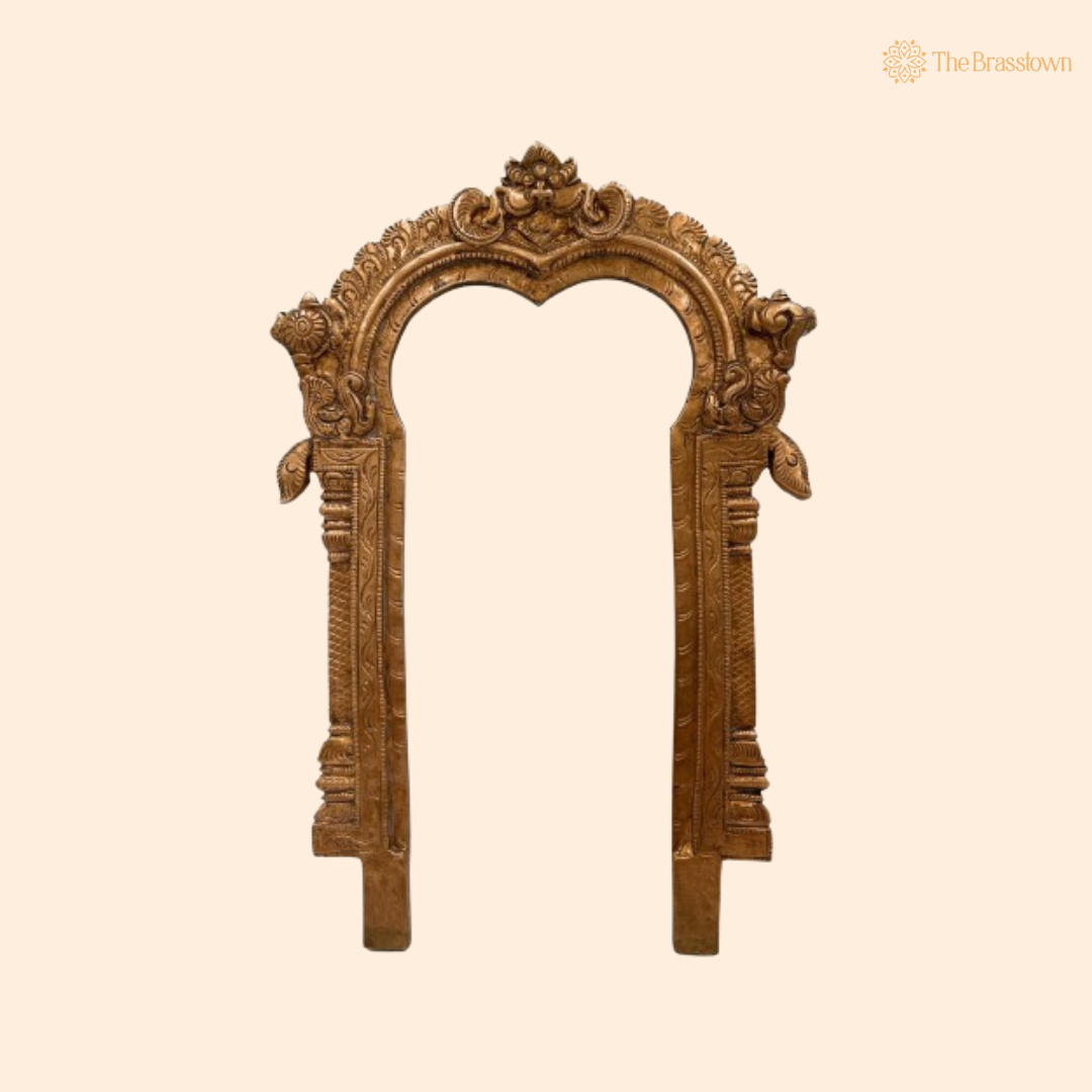Traditional Antique Brass Arch Frame 10.5 Inch front view – pure brass handcrafted India