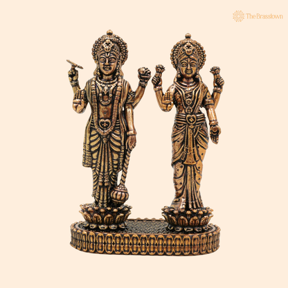 Handcrafted Brass Standing Vishnu and 3 Inch front view – pure brass handcrafted India