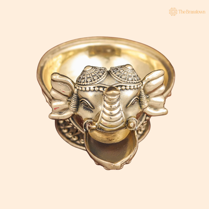 Brass Superfine Elephant Face Design 4 Inch front view – pure brass handcrafted India