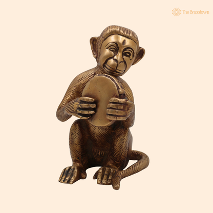 Handcrafted Brass Monkeys Idol – Vanar Murt for Home Décor, Office Desk &amp; Gifting 7 Inch