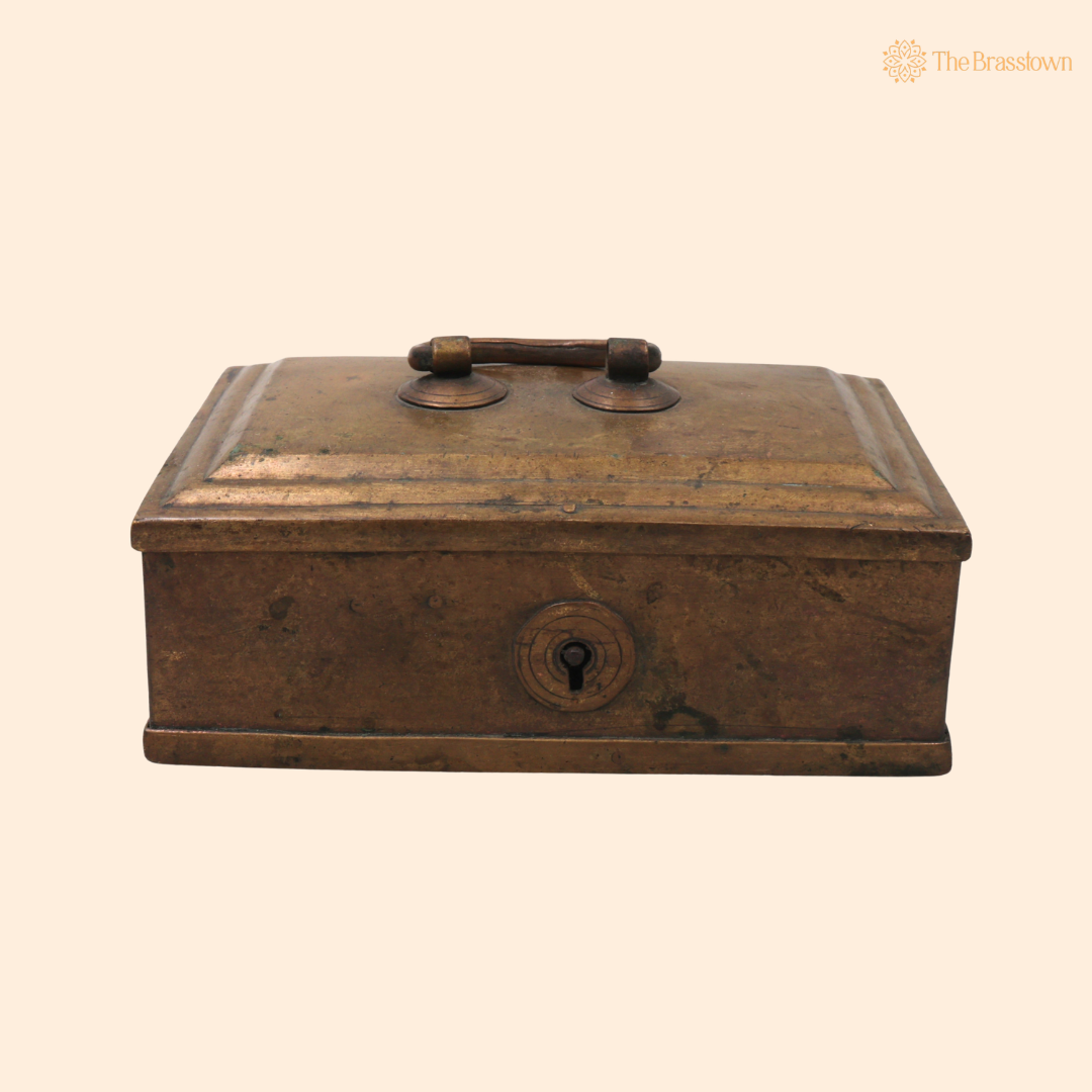 Brass Vintage Box – Handcrafted Traditional Heritage Treasure Chest for Pooja, Home Décor, Storage &amp; Collectible Gifting 2.5 Inch