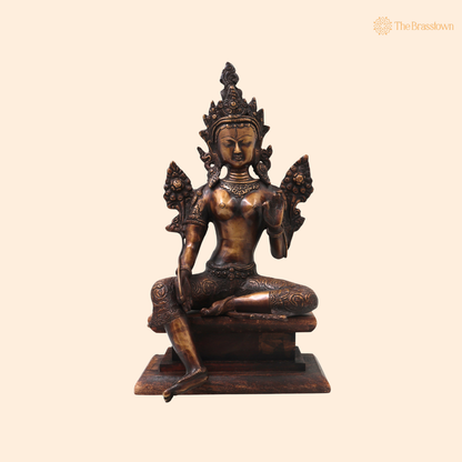 Brass Maa Tara Idol Murti – Handcrafted Mahavidya Tara Devi Statue for Pooja, Home Mandir, Spiritual Décor &amp; Gifting 14 Inch