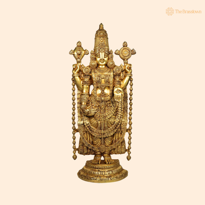 Brass Venkateswara Balaji Srinivasa Govinda Tirupati Perumal Idol – Tirupati Balaji Statue for Puja &amp; Home Mandir 47 Inch