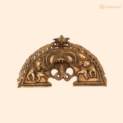 Antique Brass Temple Arch with 8.5 Inch front view – pure brass handcrafted India