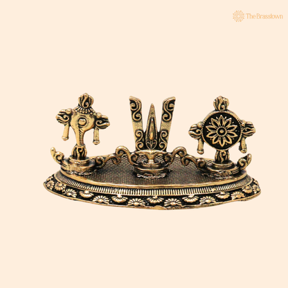 Brass Vishnu Balaji Symbols Idol 1.5 Inch front view – pure brass handcrafted India