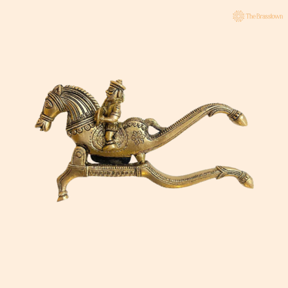 Handcrafted Brass Horse Riding Nutcracker 4.5 Inch front view – pure brass handcrafted India