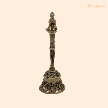 Brass Hanuman Ghanti 5.5 Inch front view – pure brass handcrafted India