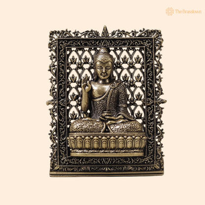 Brass Buddha Panel – Fine Handcrafted Buddha Wall Plaque for Car Dashboard, Home Décor, Meditation &amp; Spiritual Blessings 3 Inch