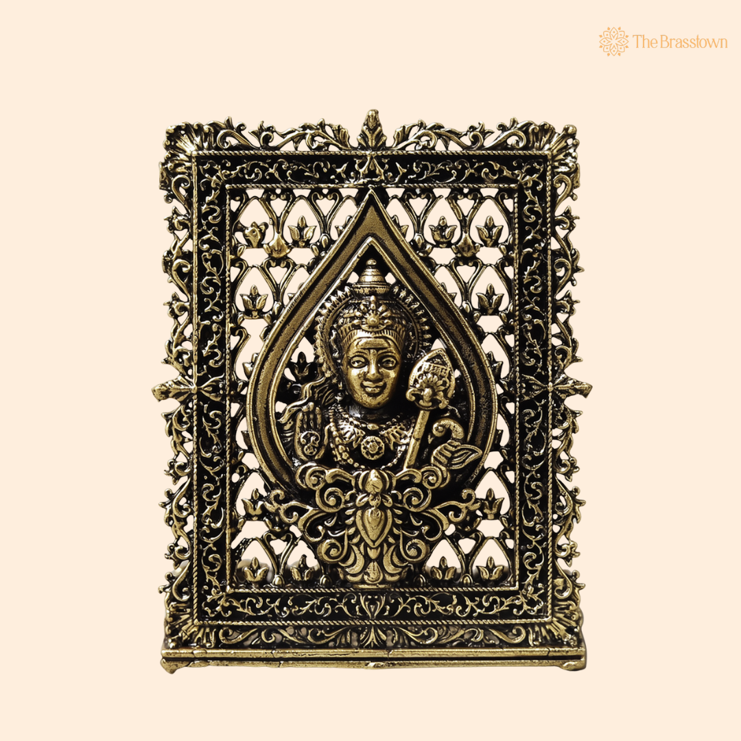 Brass Kartik (Murugan) Panel – Fine Handcrafted Lord Murugan Wall Plaque for Car Dashboard, Home Décor &amp; Spiritual Blessings 3 Inch