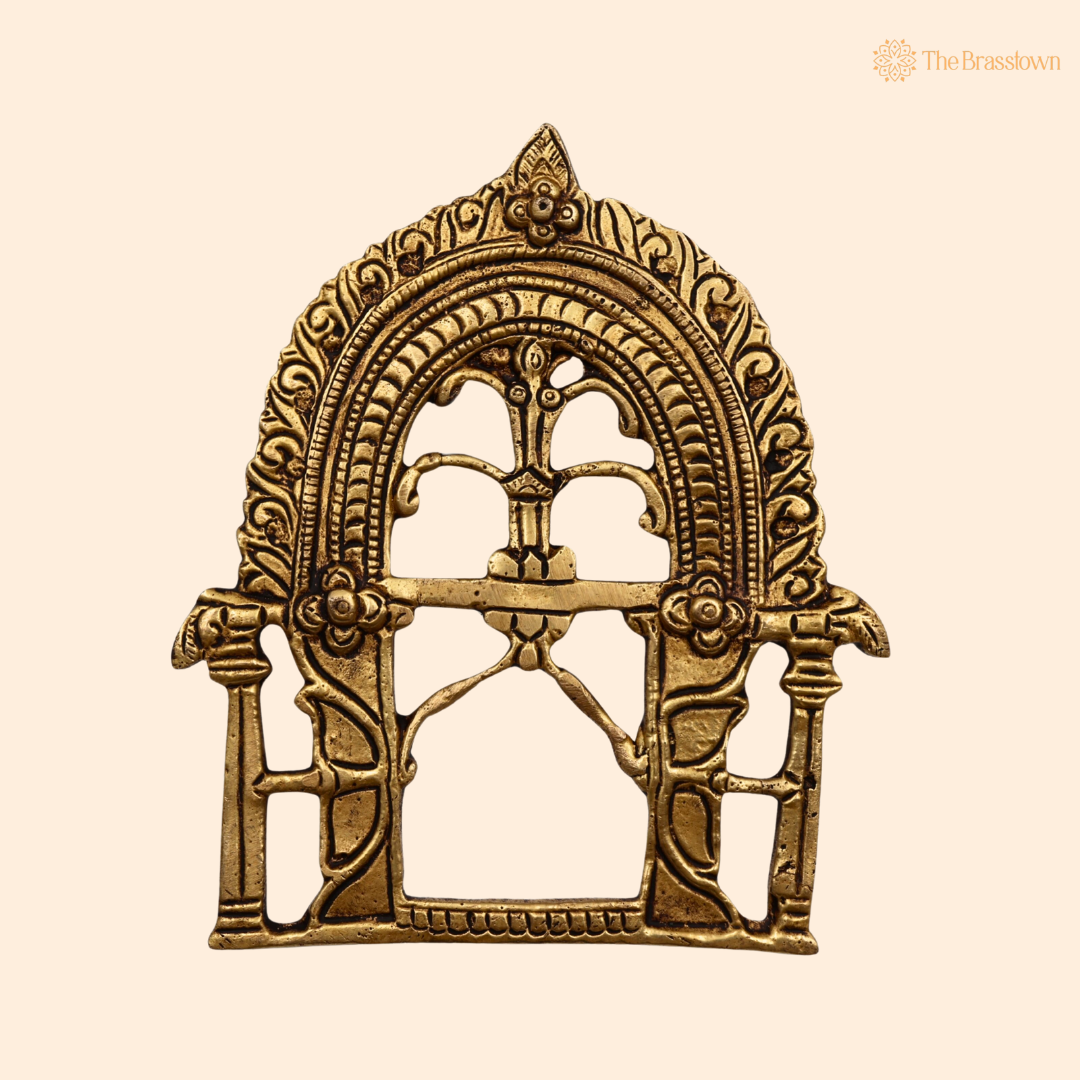Brass Prabhavali Arch Frame 5.5 Inch front view – pure brass handcrafted India
