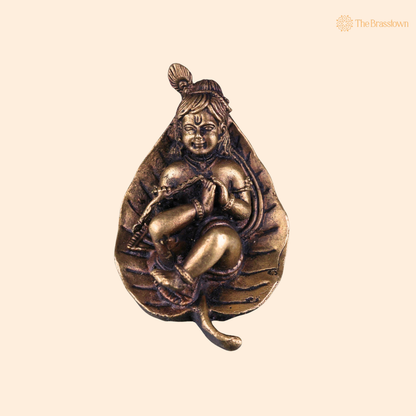 Brass Bal Krishna Idol on 1 Inch front view – pure brass handcrafted India
