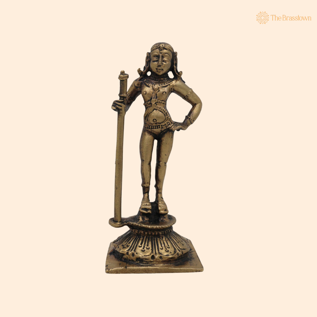 Brass Udupi Krishna Idol 4.5 Inch front view – pure brass handcrafted India
