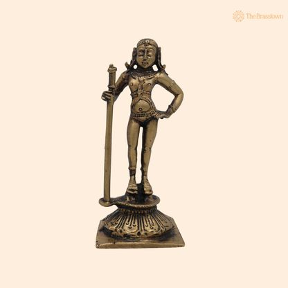 Brass Udupi Krishna Idol 4.5 Inch front view – pure brass handcrafted India