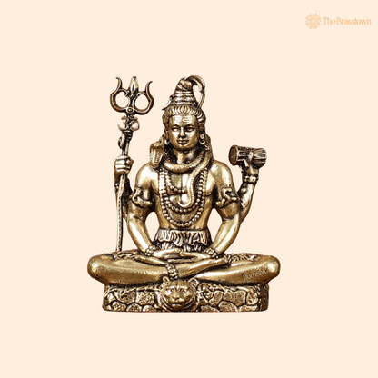 Brass Lord Shiva Idol 2 Inch front view – pure brass handcrafted India
