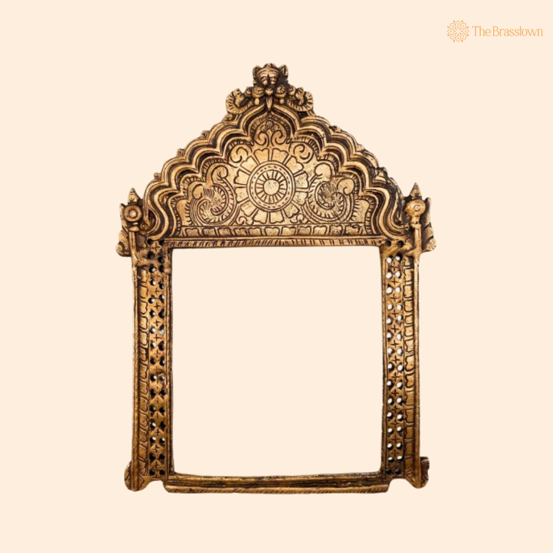 Antique Brass Temple Frame with Ornamental Design 11 Inch