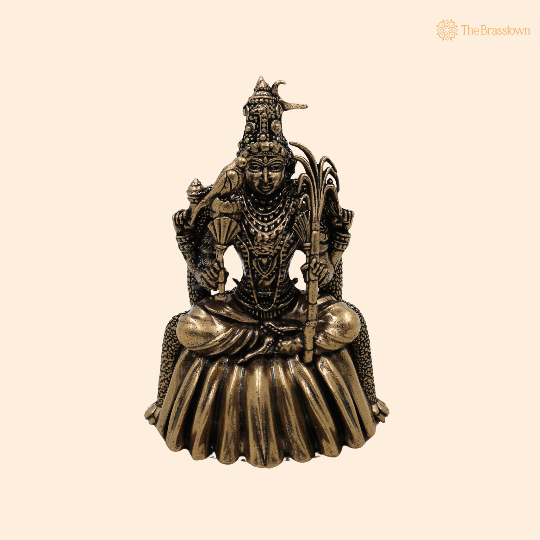 Brass Sitting Kamakshi Idol 4 Inch front view – pure brass handcrafted India